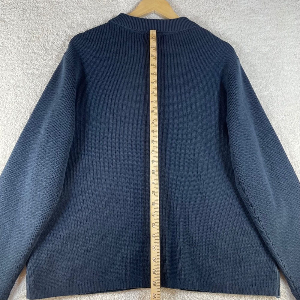 classic elements vtg zip cardigan sweater XL navy blue acorns leaves grannycore - Picture 8 of 9